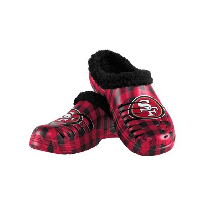 FOCO San Francisco 49ers NFL Mens Sherpa Lined Buffalo Check Clog - M