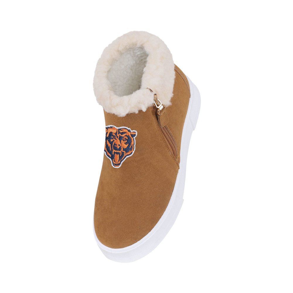 FOCO Chicago Bears NFL Womens Fuzzy Brim Zipper Boot - 10