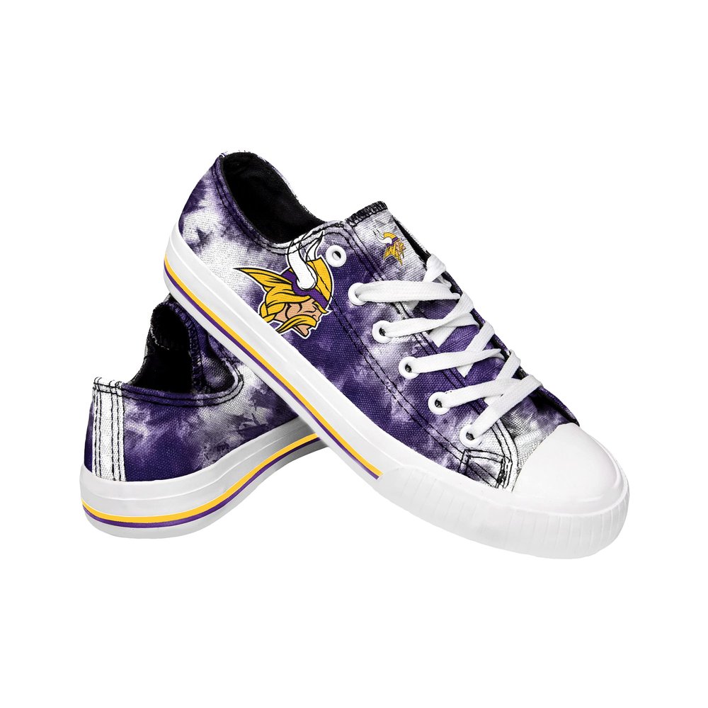 FOCO Minnesota Vikings NFL Womens Low Top Tie Dye Canvas Shoes - 9