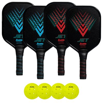 Franklin Sports - Aluminum Pickleball Paddle 4 Player Paddle and Ball Set- USA Pickleball (USAPA) Approved
