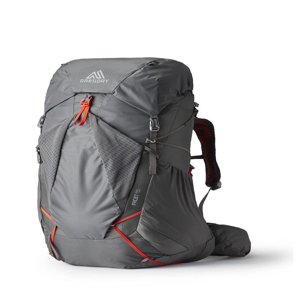 Gregory Facet 45L Women's Ultralight Backpacking Pack with Freefloat Suspension, Aluminum Frame, Ventilated Backpanel, Medium, Sunset Grey