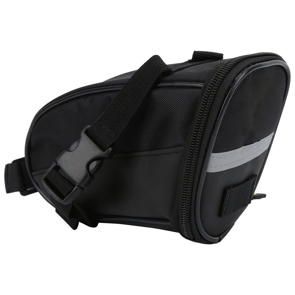 01 Bike Seat Pouch, Under Seat Pack Cycling Pouch Reflective 600D Oxford Cloth Bicycle Seat Pouch with Buckle Straps for Bicycle