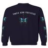 0415. Aesthetics Summer dope Print Blue Butterfly Knife Tattoo Streetwear Graphic Men's Crewneck Sweatshirt (Navy X-Large) view 1