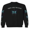 0415. Aesthetics Summer dope Print Blue Butterfly Knife Tattoo Streetwear Graphic Men's Crewneck Sweatshirt (Black Medium) view 1