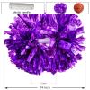 2 Pack Cheerleading Pom Poms with Handle, Metallic Foil Cheer Pom Poms, Cheerleader Pom Poms for Sports Party Dance Team Cheering Squad Spirit Kids Adult, Purple view 3