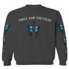 0415. Aesthetics Summer dope Print Blue Butterfly Knife Tattoo Streetwear Graphic Men's Crewneck Sweatshirt (Characol X-Large) view 1