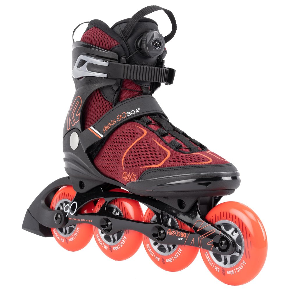 K2 Alexis 90 BOA Womens Inline Skates - Burgandy/Orange, 7.0