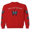 0415. Aesthetics Summer dope Print Blue Butterfly Knife Tattoo Streetwear Graphic Men's Crewneck Sweatshirt (Red, Medium) view 1