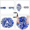 2 Pack Cheerleading Pom Poms with Handle, Metallic Foil Cheer Pom Poms, Cheerleader Pom Poms for Sports Party Dance Team Cheering Squad Spirit Kids Adult, Blue and Silver view 3