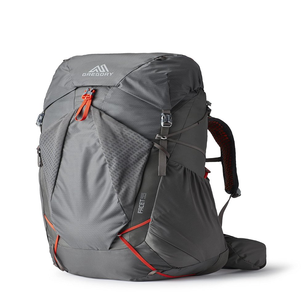 Gregory Facet 55L Women's Ultralight Backpacking Pack with Freefloat Suspension, Aluminum Frame, Ventilated Backpanel, Small, Sunset Grey