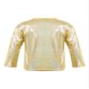 Aislor Girls Boys Shiny Metallic Tee Shirts Long Sleeve Loose Dance Top Performance Party Blouse Dancewear Clubwear Gold 12-14 Years view 2