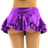 FEESHOW Women's Solid Shiny Metallic Pleated Mini Skirt (Purple, XX-Large) view 3