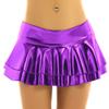 FEESHOW Women's Solid Shiny Metallic Pleated Mini Skirt (Purple, XX-Large) view 4