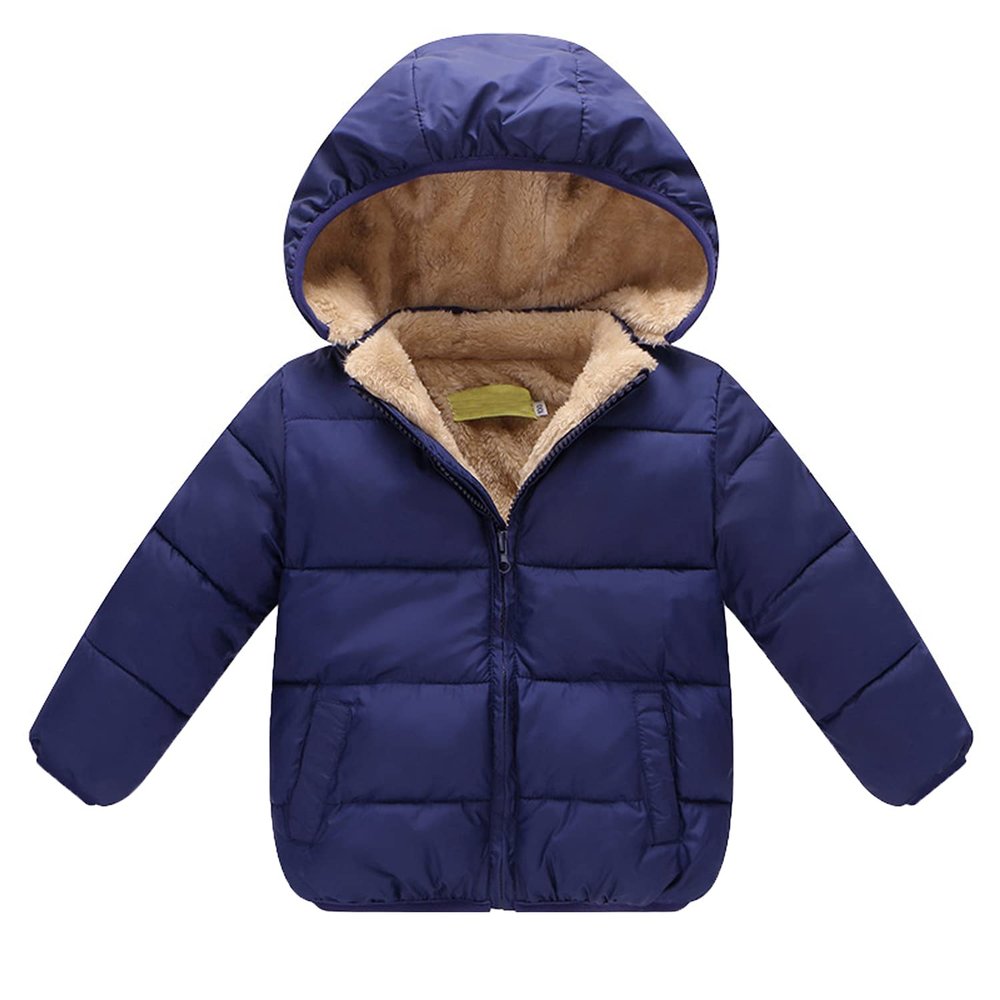 EISHOW 1-6 Years Baby Winter Coats Toddler Baby Removable Hooded Down Jacket Kids Warm Lined Fleece Thicken Coat Outerwear (Navy,3-4T,3 Years,4 Years)