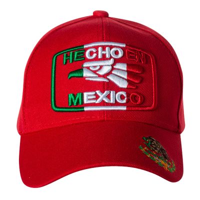 Red Hecho En Mexico Eagle Hat - Detailed Embroidery Stitching Baseball Cap