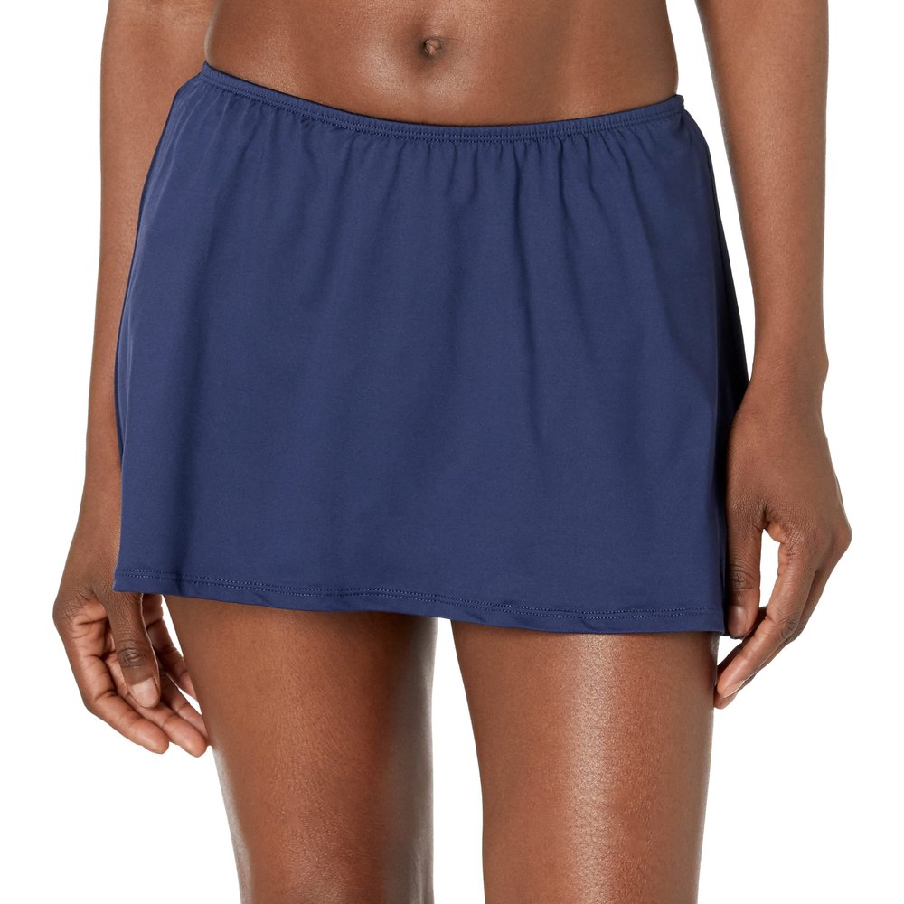 24th & Ocean Women's Standard Skirted Hipster Bikini Swimsuit Bottom, Midnight//Solid, M