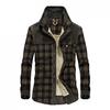 QWENTMTNTY Fleece Lined Flannel Shirt For Men with Snap Buttons No Hood Thermal Warm Thicken Stylish Cotton Lightweight Jackets Top view 1