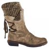 oiangi Womens Mid-calf Snow Boots Fashion Back Strap Woolen Yarn Elastic Round Toe Square Heel Slip-On Boots Winter Outdoor Warm Casual Shoes view 1