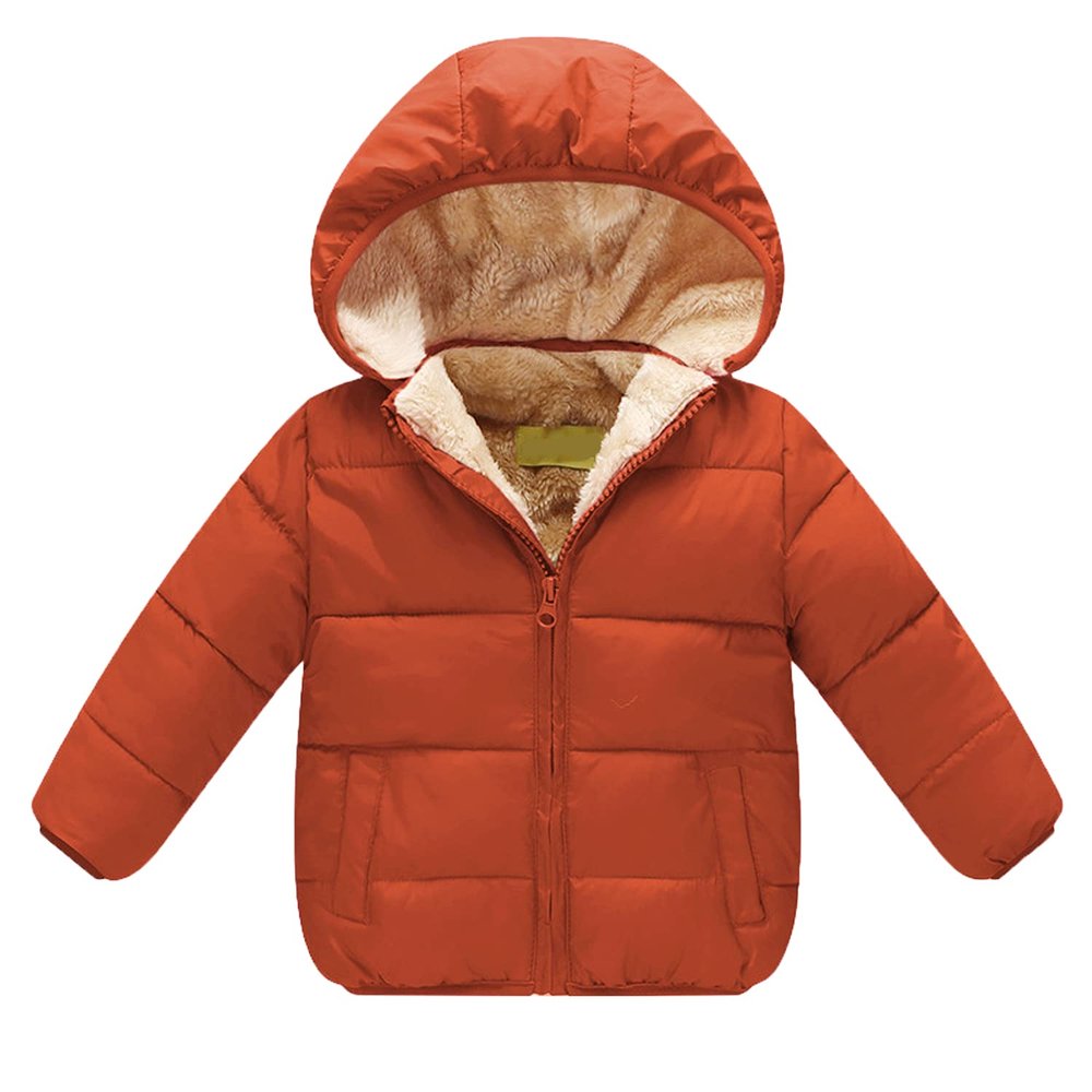 EISHOW 1-6 Years Baby Winter Coats Toddler Baby Removable Hooded Down Jacket Kids Warm Lined Fleece Thicken Coat Outerwear (Dark Red,18-24 Months,18 Months,24 Months)