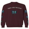 0415. Aesthetics Summer dope Print Blue Butterfly Knife Tattoo Streetwear Graphic Men's Crewneck Sweatshirt (Maroon Large) view 1