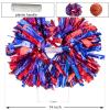 2 Pack Cheerleading Pom Poms with Handle, Metallic Foil Cheer Pom Poms, Cheerleader Pom Poms for Sports Party Dance Team Cheering Squad Spirit Kids Adult, Red and Blue view 3