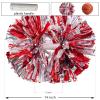 2 Pack Cheerleading Pom Poms with Handle, Metallic Foil Cheer Pom Poms, Cheerleader Pom Poms for Sports Party Dance Team Cheering Squad Spirit Kids Adult, Red and Silver view 3