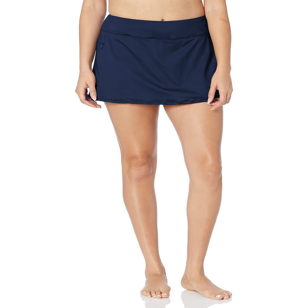 24th & Ocean Women's Standard Skirted Hipster Bikini Swimsuit Bottom, Midnight//Solid, M