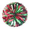 2 Pack Cheerleading Pom Poms with Handle, Metallic Foil Cheer Pom Poms, Cheerleader Pom Poms for Sports Party Dance Team Cheering Squad Spirit Kids Adult, Red and Green view 2