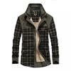 QWENTMTNTY Fleece Lined Flannel Shirt For Men with Snap Buttons No Hood Thermal Warm Thicken Stylish Cotton Lightweight Jackets Top view 1