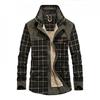 QWENTMTNTY Fleece Lined Flannel Shirt For Men with Snap Buttons No Hood Thermal Warm Thicken Stylish Cotton Lightweight Jackets Top view 2