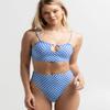 Hobie womens Hi Waist Swimsuit Bikini Bottoms, Sea Blue Check Me Out, Medium US view 3