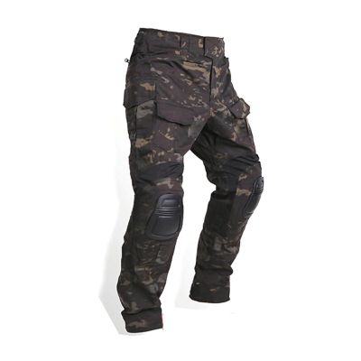 Emerson Airsoft Tactical Combat Pants Hunting BDU Gen3 Pants with Knee Pad Multicam Black (Large)