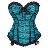 Kranchungel Vampire Corset Tops for Women: Lace Corset Floral Bustier Gothic Burlesque Showgirl Costumes for Cosplay Lovers 6X-Large Sea Blue view 1