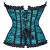 Kranchungel Vampire Corset Tops for Women: Lace Corset Floral Bustier Gothic Burlesque Showgirl Costumes for Cosplay Lovers 6X-Large Sea Blue view 3