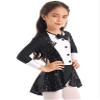 Moggemol Kids Girls Shiny Ballet Dance Dress Tutu Skirted Leotard Modern Jazz Latin Street Dancing Clothes Black,Long Sleeve 6 view 2