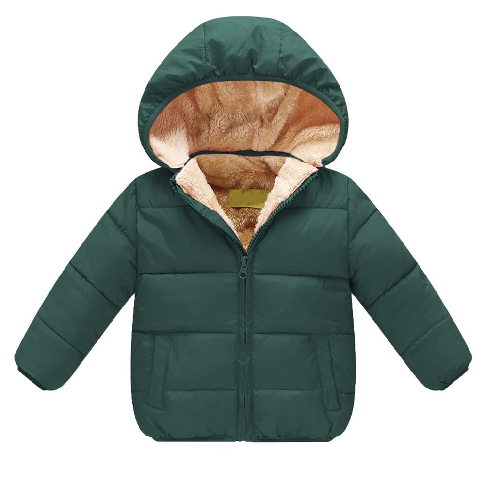 EISHOW 1-6 Years Baby Winter Coats Toddler Baby Removable Hooded Down Jacket Kids Warm Lined Fleece Thicken Coat Outerwear (Green,18-24 Months,18 Months,24 Months)