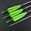 ZSHJGJR 34 Archery Carbon Arrows Hunting Arrows with 4 Turkey Feathers Targeting Practice Arrows Spine 400 for Compound & Recurve & Traditional Bow 6/12pcs (12pcs, Green) view 2