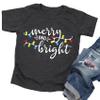 Christmas Shirts Toddler Boy Girls Merry and Bright T-Shirt Christmas Lights Graphic Tees Holiday Tops Dark Grey view 1