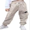 AOWKULAE Big Girls Pants, Drawstring Elastic Waist Lightweight Loose Tapered Cargo Jogger Pants with Multi Pockets for Girl, Beige, 9-10 Years = Tag 150 view 1