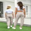 AOWKULAE Big Girls Pants, Drawstring Elastic Waist Lightweight Loose Tapered Cargo Jogger Pants with Multi Pockets for Girl, Beige, 9-10 Years = Tag 150 view 3