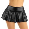 FEESHOW Women's Solid Shiny Metallic Pleated Mini Skirt (Black, XX-Large) view 1
