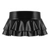 FEESHOW Women's Solid Shiny Metallic Pleated Mini Skirt (Black, XX-Large) view 3