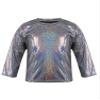 Aislor Girls Boys Shiny Metallic Tee Shirts Long Sleeve Loose Dance Top Performance Party Blouse Dancewear Clubwear Black 2-3 Years