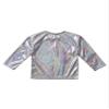 Aislor Girls Boys Shiny Metallic Tee Shirts Long Sleeve Loose Dance Top Performance Party Blouse Dancewear Clubwear Black 2-3 Years view 4