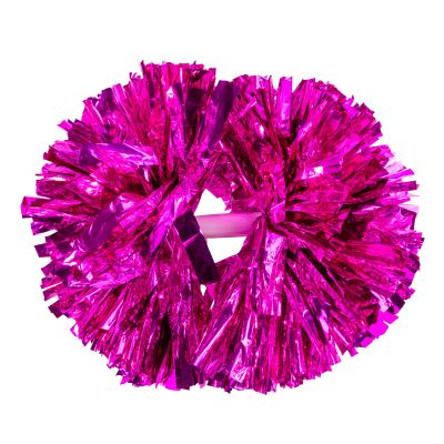 2 Pack Cheerleading Pom Poms with Handle, Metallic Foil Cheer Pom Poms, Cheerleader Pom Poms for Sports Party Dance Team Cheering Squad Spirit Kids Adult, Rose
