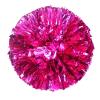 2 Pack Cheerleading Pom Poms with Handle, Metallic Foil Cheer Pom Poms, Cheerleader Pom Poms for Sports Party Dance Team Cheering Squad Spirit Kids Adult, Rose view 2