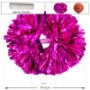 2 Pack Cheerleading Pom Poms with Handle, Metallic Foil Cheer Pom Poms, Cheerleader Pom Poms for Sports Party Dance Team Cheering Squad Spirit Kids Adult, Rose view 3