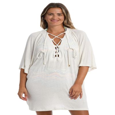 24th & Ocean Women's Standard Lace Up Tunic, White//Solid, L