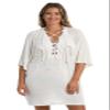 24th & Ocean Women's Standard Lace Up Tunic, White//Solid, L view 1