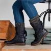oiangi Womens Mid-calf Snow Boots Fashion Back Strap Woolen Yarn Elastic Round Toe Square Heel Slip-On Boots Winter Outdoor Warm Casual Shoes view 2